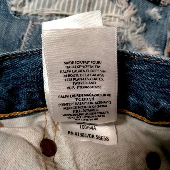 Polo Ralph Lauren Very Boyfriend Jean Shorts Size 25 Denim Patchwork Distressed - Picture 8 of 16
